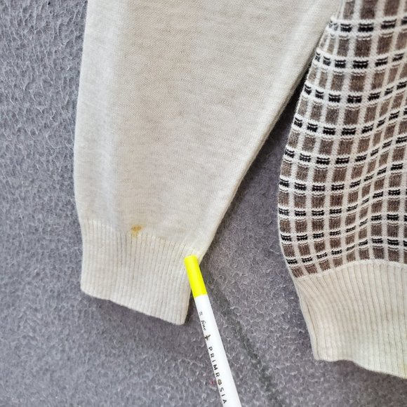 VINTAGE Man Dolfin Men Sweater White Wool Blend Long Sleeve Crew Neck READ - Picture 4 of 10